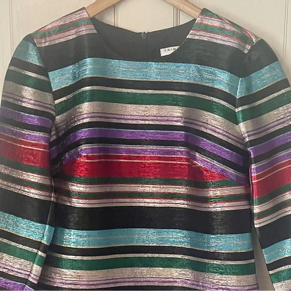 Trina Turk Metallic Multicolor Shift Dress 4 Rainbow Evening Party Cocktail - Picture 6 of 12